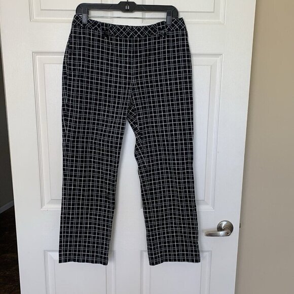 Liz Claiborne Liz Golf Audra Women's Size 8 Pants Black Blue Geometric Check - Picture 2 of 12